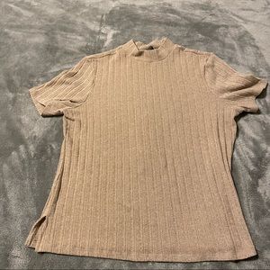 Suzy Shier Mock Neck Ribbed Top Extra Large